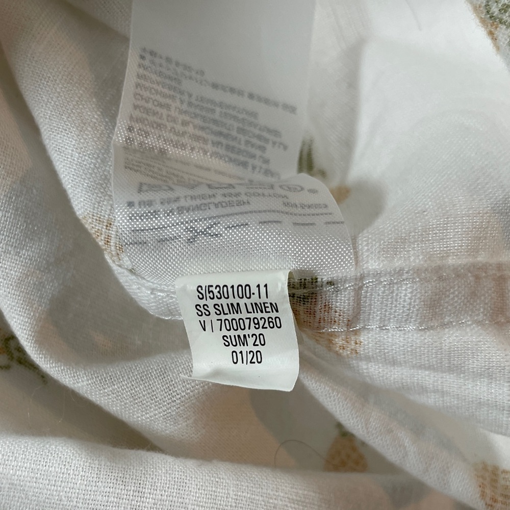 Banana Republic White Pineapple Linen Blend Slim Fit Long Sleeve Men's Shirt L - Picture 9 of 10